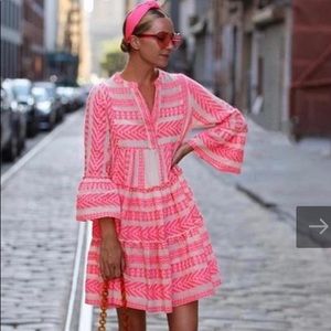 Boutique bohemian  pink and white tiered dress